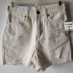 BP White Denim Hi Rise Distressed Jean Shorts Size 24
